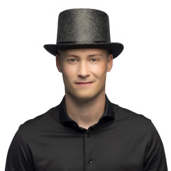 Čierny cylindrický klobúk s flitrami